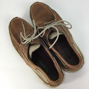 Men’s Easy Spirit Tan Leather Boat Shoes Size 9.5